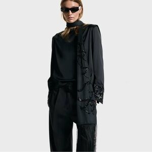 H&M Edition Holiday 2025 Bead Embroidered Cowl-Back Blouse. S. NWT